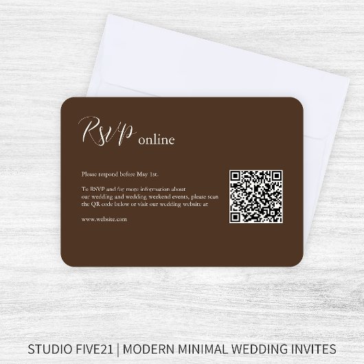 Chocolade bruin · Elegante moderne bruiloft RSVP Kaartje
