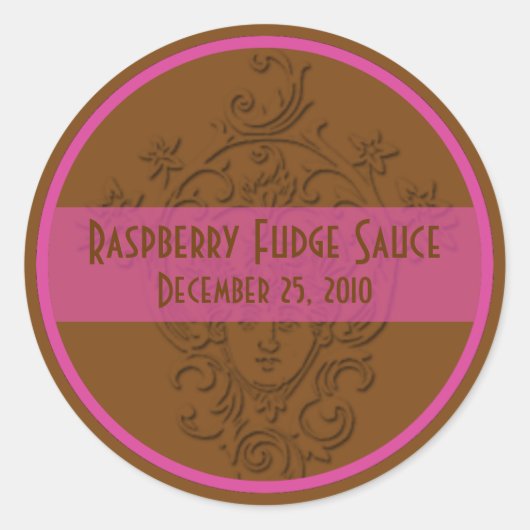 Chocolade bruin en frambozenroze inblikken labels (Voorkant)