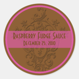 Chocolade bruin en frambozenroze inblikken labels