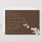 Chocolade bruin en kersenbloesem bruiloft kaart (Achterkant)