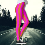 Chocolade Bruin en Neon Fuchsia Cool Striped Leggings<br><div class="desc">Chocolade bruin en neon fuchsia koele  gestreept</div>