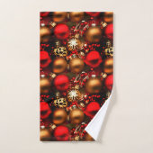 Chocolade bruin en robijnrood kerstornamenten bad handdoek (Handdoek)