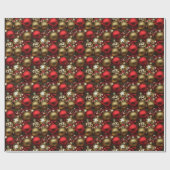 Chocolade bruin en robijnrood kerstornamenten cadeaupapier (Vlak)