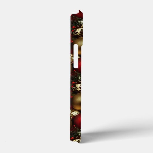 Chocolade bruin en robijnrood kerstornamenten Case-Mate iPhone case (Achterkant / Rechts)