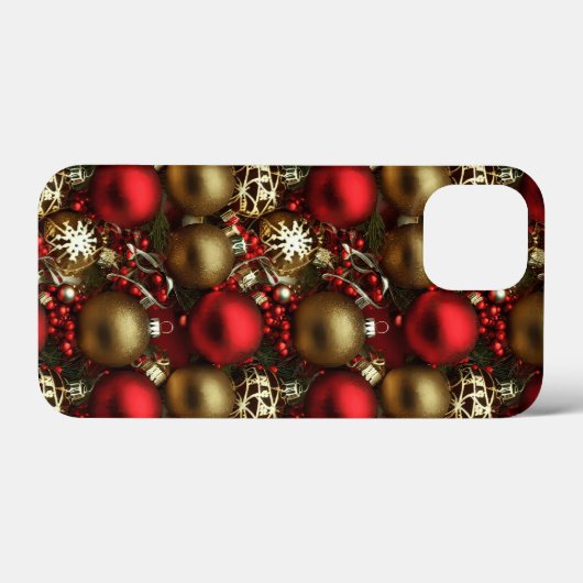 Chocolade bruin en robijnrood kerstornamenten Case-Mate iPhone case (Achterkant (horizontaal))