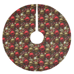 Chocolade bruin en robijnrood kerstornamenten kerstboom rok