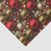 Chocolade bruin en robijnrood kerstornamenten tissuepapier (Detail)