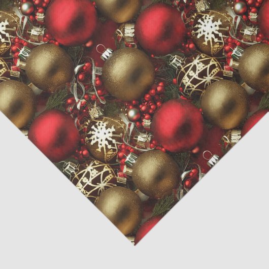 Chocolade bruin en robijnrood kerstornamenten tissuepapier (Detail)