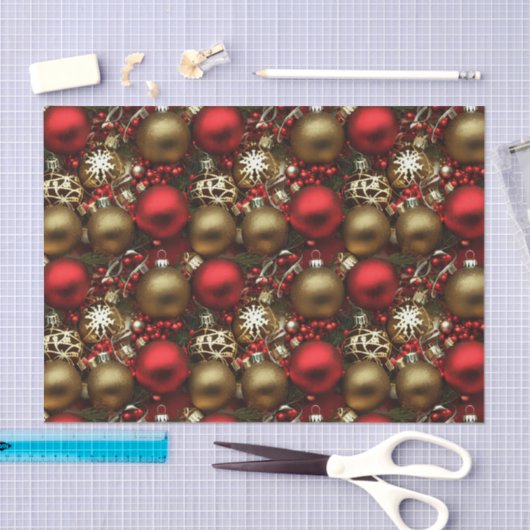 Chocolade bruin en robijnrood kerstornamenten tissuepapier (Craft)