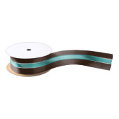 Chocolade Bruin en Turquoise Stripe ID593 Satijnen Lint (Spoel)