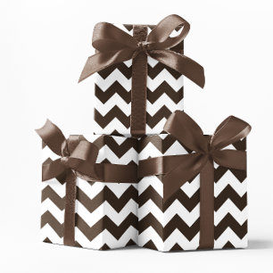 Chocolade Bruin en Wit Chevron Cadeaupapier