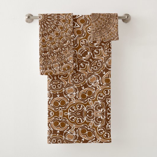 Chocolade Bruin en Wit Mandala Patroon Bad Handdoek (Insitu)