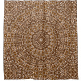 Chocolade Bruin en Wit Mandala Patroon Douchegordijn (Voorkant)