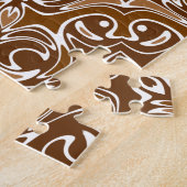 Chocolade Bruin en Wit Mandala Patroon Legpuzzel (Zijkant)