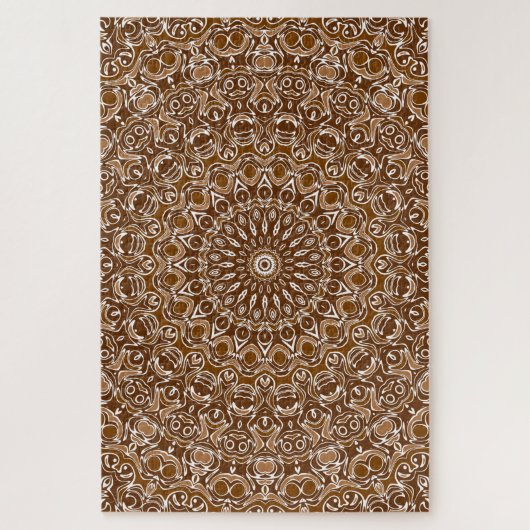 Chocolade Bruin en Wit Mandala Patroon Legpuzzel (Verticaal)