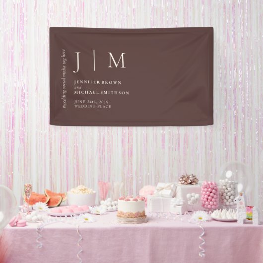 Chocolade Bruin Formeel Modern Evenement Foto Huwe Spandoek (Feest)