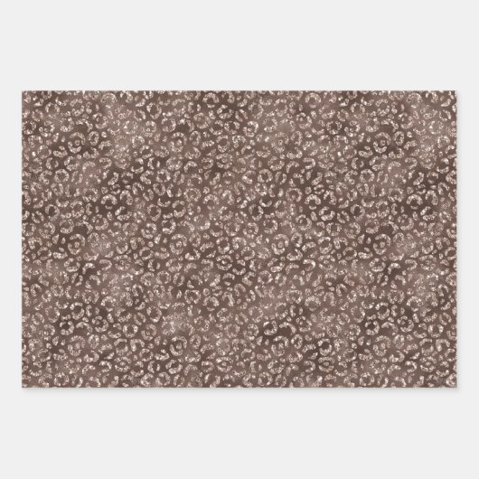 Chocolade bruin glitter luipaard inpakpapier vel (Voorkant)