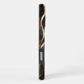 Chocolade Bruin Goud Golvende Strepen iPhone Hoesje (Rechterkant)