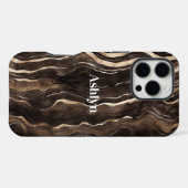 Chocolade Bruin Goud Golvende Strepen iPhone Hoesje (Achterkant horizontaal)