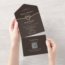 Chocolade Bruin Goud Hart QR Code Trouwfeest