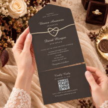Chocolade Bruin Goud Hart QR Code Trouwfeest