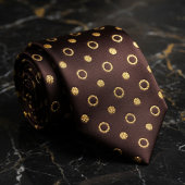 Chocolade Bruin & Goud Stippenpatroon Stropdas