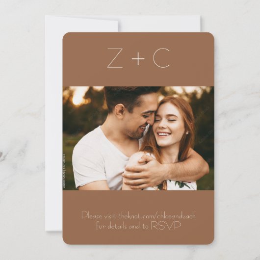 Chocolade bruin herfst bruiloft uitnodiging (Achterkant)