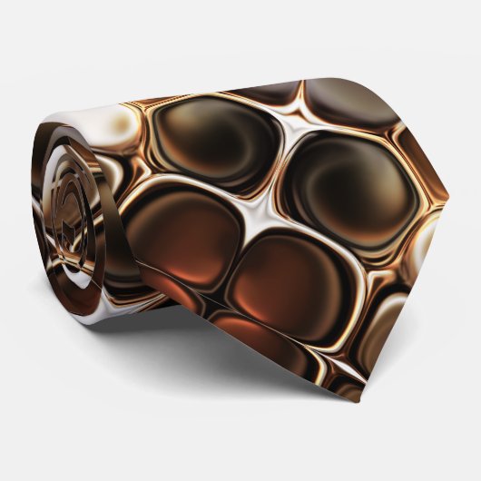 Chocolade bruin ivoor crème unieke Abstracte kunst Stropdas (Opgerold)