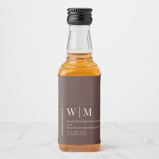 Chocolade Bruin Ivoorkleurig Drank Bruiloft Likeurfles Etiket (Voorkant)