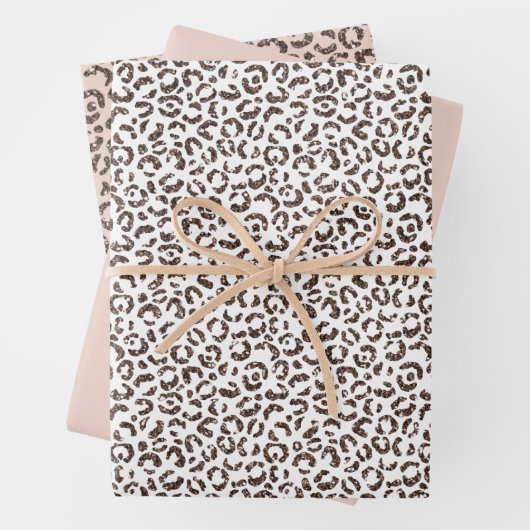 Chocolade Bruin Leopard Glitter Blush Peach Inpakpapier Vel (In situ)