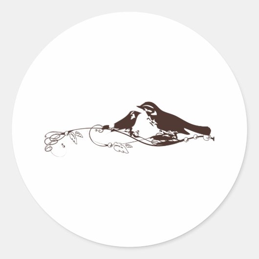 Chocolade Bruin Lovebirds-Bruiloft Save the Date Ronde Sticker (Voorkant)