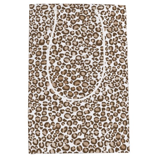 Chocolade bruin luipaard print medium cadeauzakje (Voorkant)