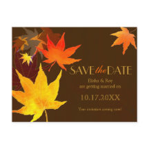 Chocolade Bruin Maple Leaf Bruiloft Save the Date