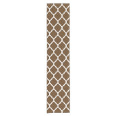 Chocolade bruin Marokkaanse Quatrefoil Korte Tafelloper (Voorkant)