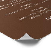 Chocolade Bruin Modern Script Trouw Dranken Menu Poster (Hoek)