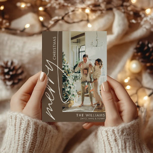 Chocolade Bruin Moderne Foto Kerstmis Feestdagenkaart