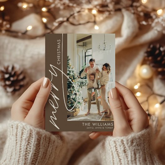 Chocolade Bruin Moderne Foto Kerstmis Feestdagenkaart
