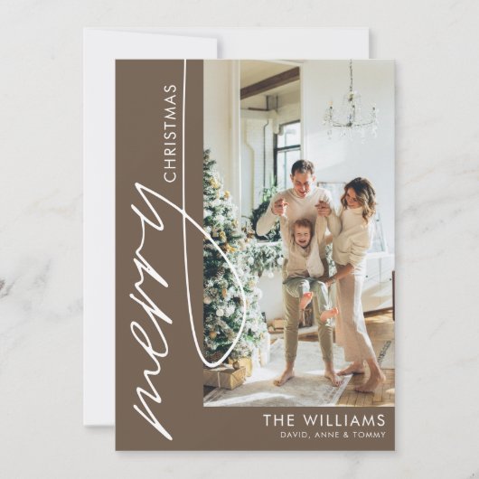 Chocolade Bruin Moderne Foto Kerstmis Feestdagenkaart (Voorkant)
