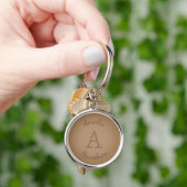 Chocolade bruin monogram & naam gepersonaliseerd sleutelhanger (Hand)