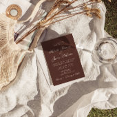 Chocolade Bruin Oud Geld QR Code Foto Bruiloft Kaart