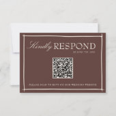 Chocolade Bruin Oud Geld Retro QR Code Huwelijk RSVP Kaartje (Voorkant)