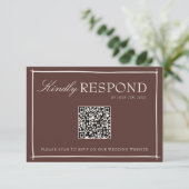 Chocolade Bruin Oud Geld Retro QR Code Huwelijk RSVP Kaartje (Staand voorkant)