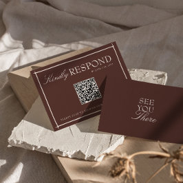 Chocolade Bruin Oud Geld Retro QR Code Huwelijk RSVP Kaartje