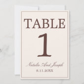 Chocolade Bruin Oud Geld Trouwtafel Nummer Kaart (Voorkant)