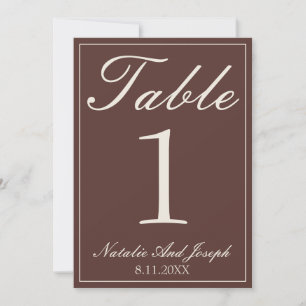 Chocolade Bruin Oud Geld Trouwtafel Nummer Kaart