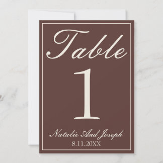 Chocolade Bruin Oud Geld Trouwtafel Nummer Kaart