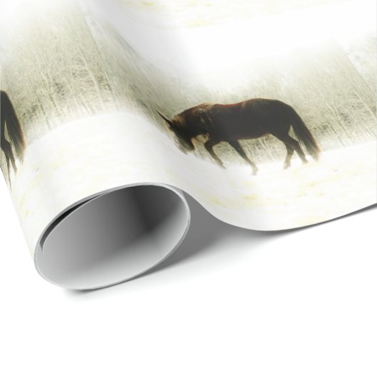 Chocolade bruin paard in de mist cadeaupapier (Rol Hoek)