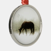 Chocolade bruin paard in de mist metalen ornament (Rechts)