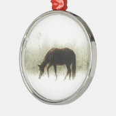 Chocolade bruin paard in de mist metalen ornament (Links)