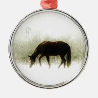 Chocolade bruin paard in de mist metalen ornament